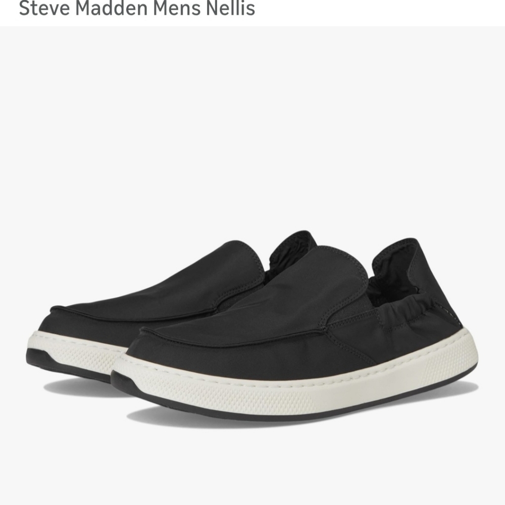 Steve Madden Black Slip-On Nellis Sneakers with White Sole
